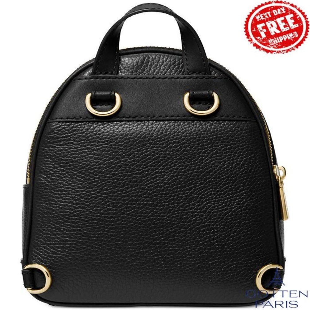 Brooklyn Mini Leather Convertible Messenger Backpack Black Women's - Picture 3 of 4